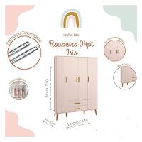 Quarto De Bebê Isis 4 Portas Rosa Acetinado - Reller - 6