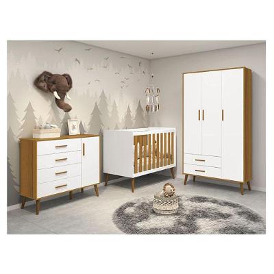 Quarto De Bebê Isis 3 Portas Branco Acetinado Savana - Reller