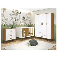 Quarto De Bebê Isis 4 Portas Com Gaveteiro Branco Acetinado Savana - Reller - 1
