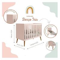 Quarto De Bebê Isis 3 Portas Com Gaveteiro Rosa Acetinado E Colchão Gazin - Reller - 7