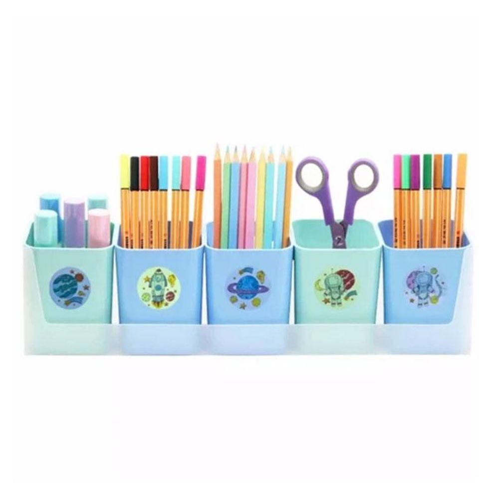 Kit Com 5 Porta Objetos Mundo Da Lua Azul E Verde - Dello - 1