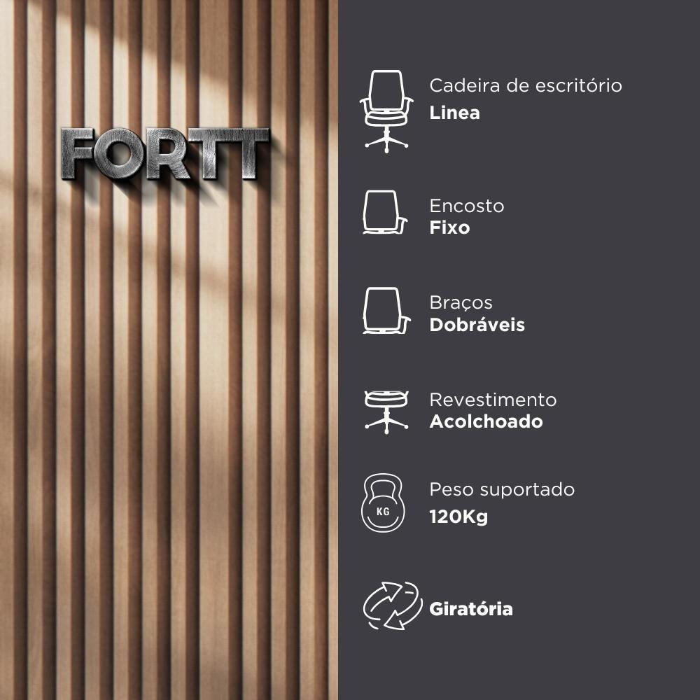 Cadeira De Escritório Executiva Base Preta Com Rodinha Fortt Linea Preta - Csf20-pt - 6