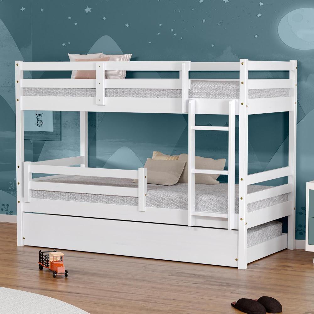 Treliche Infantil Slim Com Grade De Proteção Madeira Maciça Branco Housin - 1