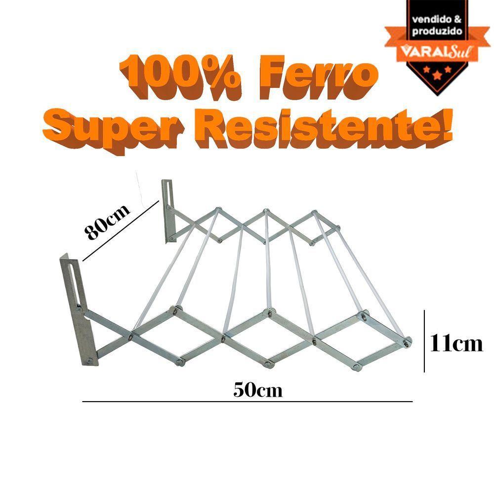 Varal De Parede Retrátil Aço Sanfonado 80cm - 2