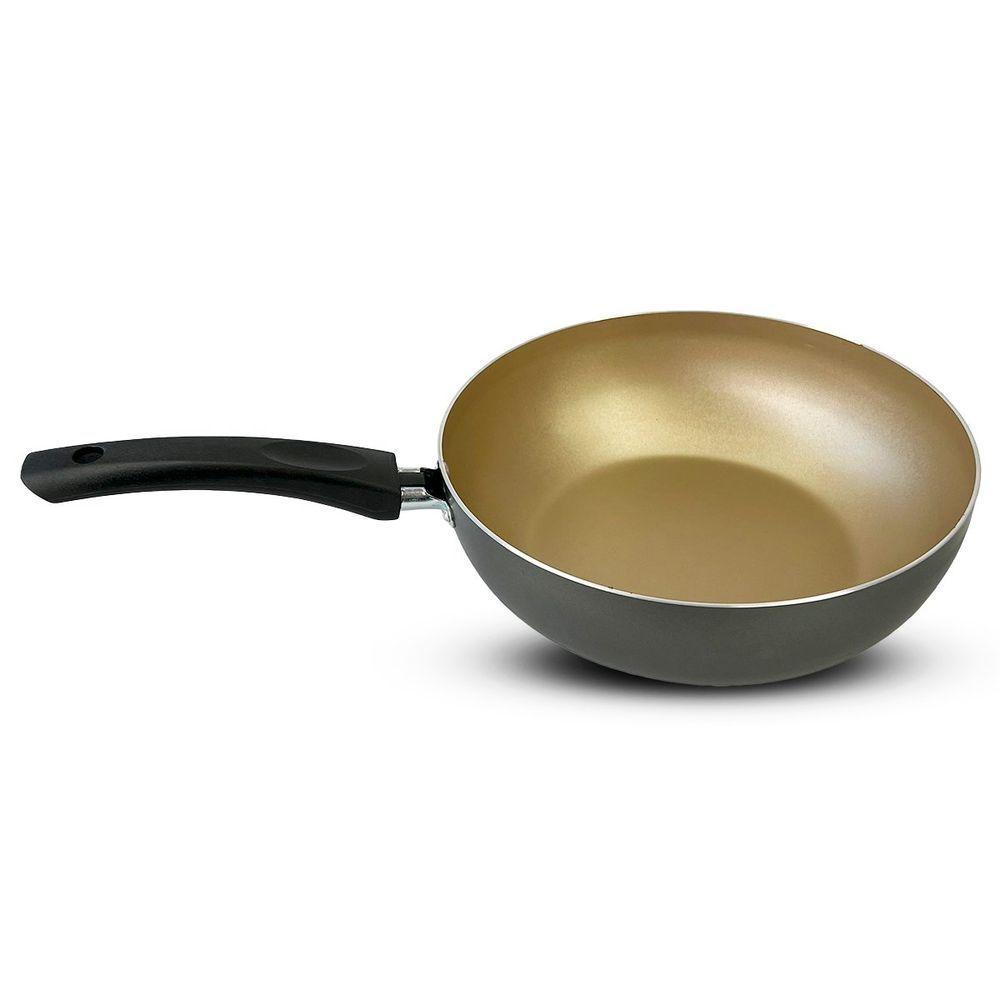Panela Frigideira Wok 24 Cm Antiaderente Alumínio - Dourado - 4