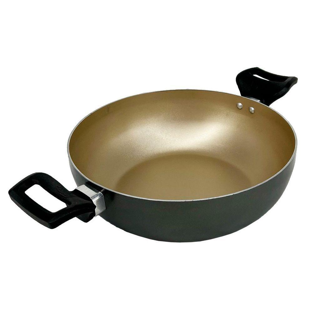 Panela Frigideira Caçarola Wok 24 Cm Antiaderente Alumínio - Dourado - 1