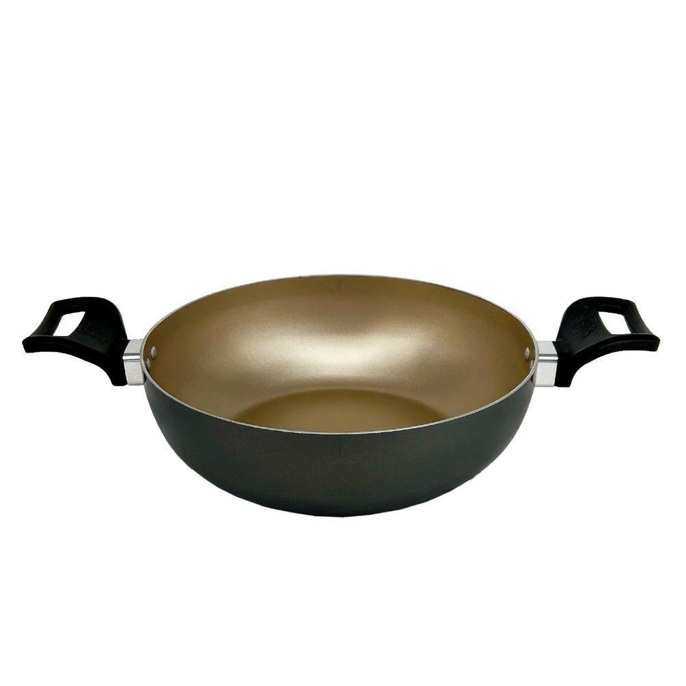Panela Frigideira Caçarola Wok 24 Cm Antiaderente Alumínio - Dourado - 3
