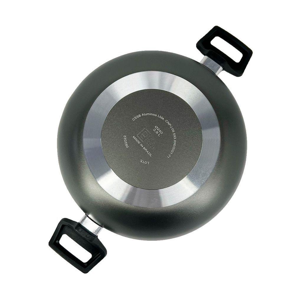 Panela Frigideira Caçarola Tampa De Vidro Wok 24 Cm Antiaderente Alumínio - Dourado - 7