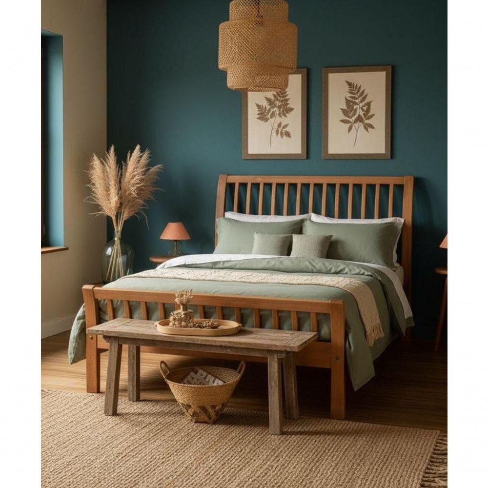 Cama De Casa Verona King Size 1,95 X 2,05 - Madeira Maciça - Móveis De Gramado - Castanho - 1