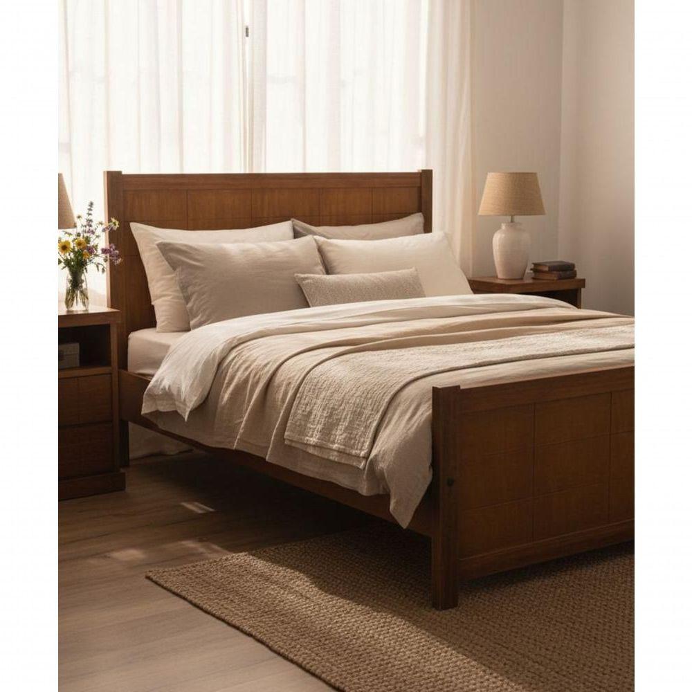Cama De Casal King Size Suzy 1,95 X 2,05 - Madeira Maciça - Móveis De Gramado - Castanho - 2
