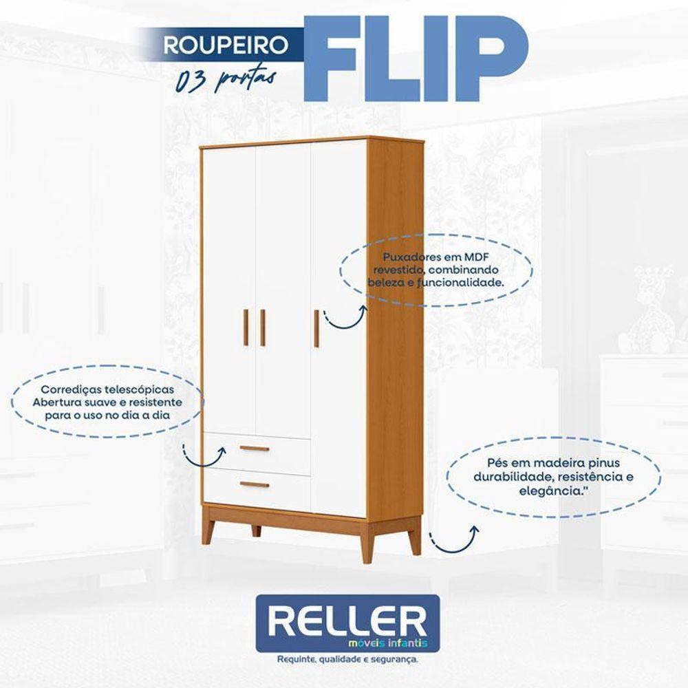 Quarto De Bebê Flip Branco Acetinado Savana Com Colchão Ortobom - Reller - 2