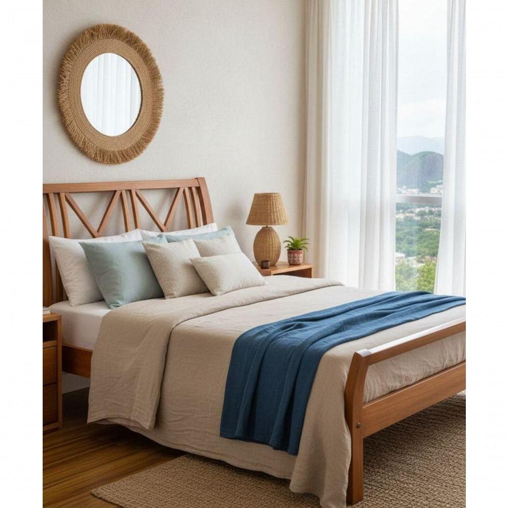 Cama De Casal King Size Jady 1,95 X 2,05 - Madeira Maciça - Móveis De Gramado - Castanho - 2