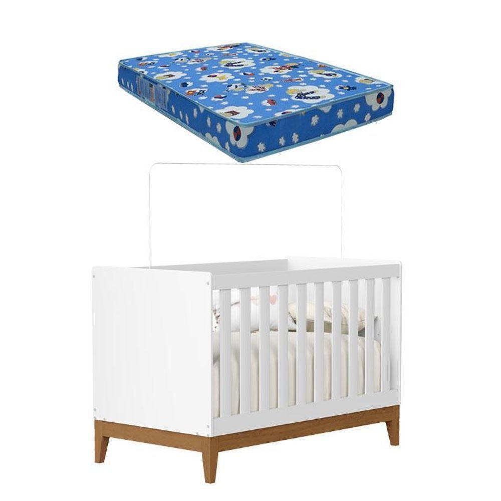 Berço Americano Flip Branco Acetinado Com Colchão - Reller - 1