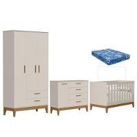 Quarto De Bebê Flip Areia Acetinado Com Colchão Ortobom - Reller - 1