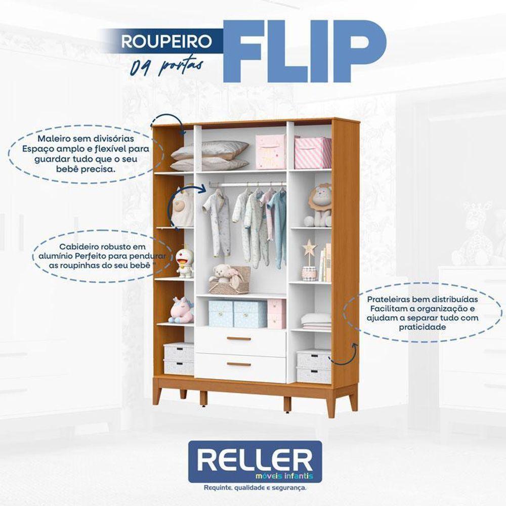 Quarto De Bebê Flip Com Cômoda Sapateira Branco Acetinado Savana Com Colchão Ortobom - Reller - 4