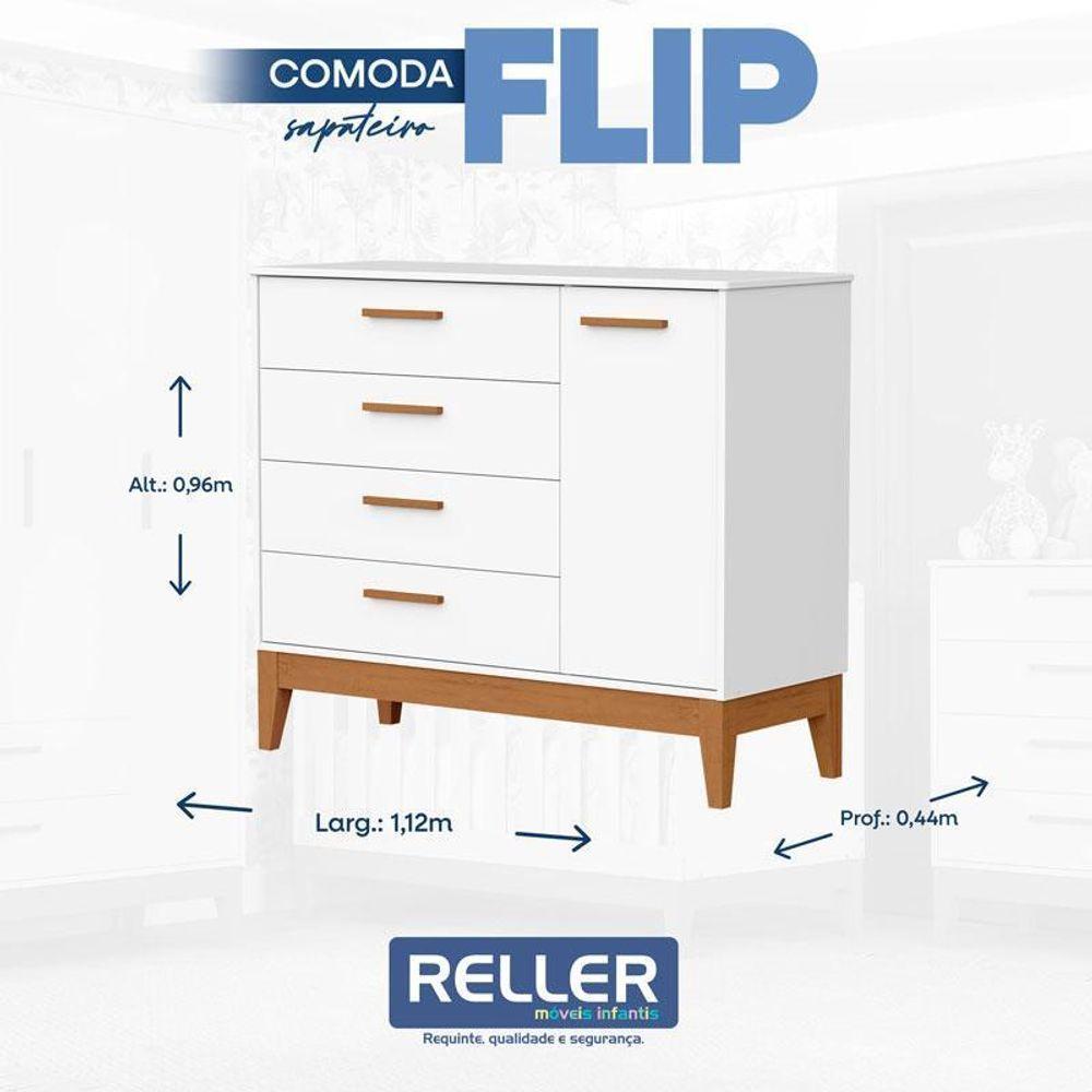 Quarto De Bebê Flip Branco Acetinado Com Colchão Ortobom - Reller - 6