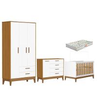 Quarto De Bebê Flip Branco Acetinado Savana Com Colchão Gazin - Reller - 1