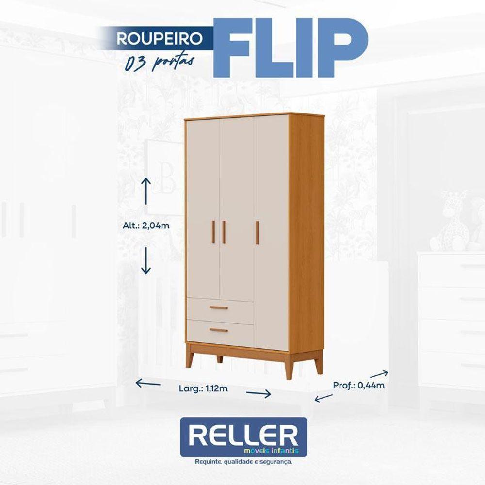 Quarto De Bebê Flip Com Cômoda Gaveteiro Areia Acetinado Savana Com Colchão Gazin - Reller - 3