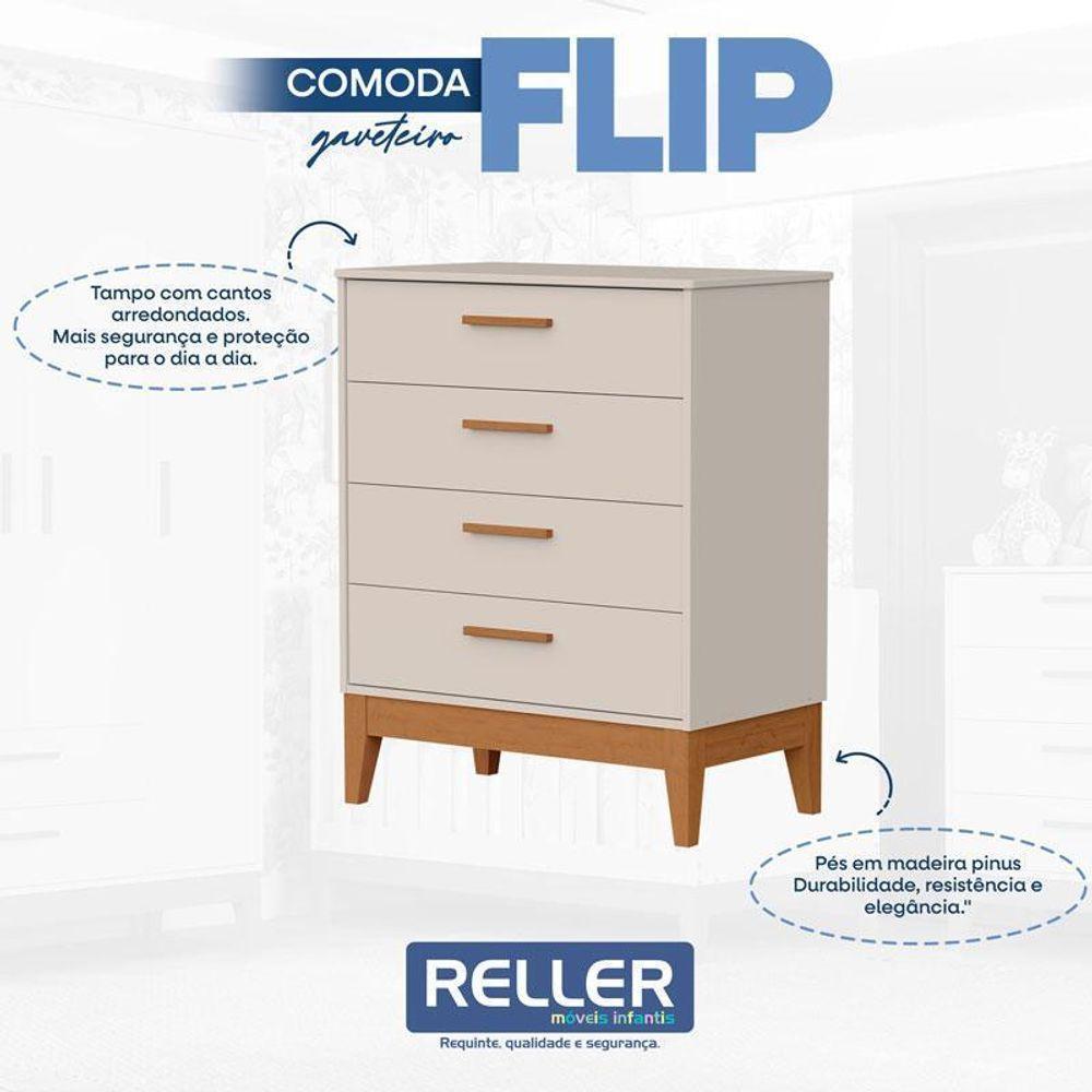 Quarto De Bebê Flip Guarda Roupa 4 Portas Areia Acetinado Com Colchão Gazin - Reller - 6