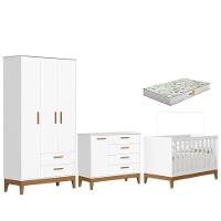 Quarto De Bebê Flip Branco Acetinado Com Colchão Gazin - Reller - 1