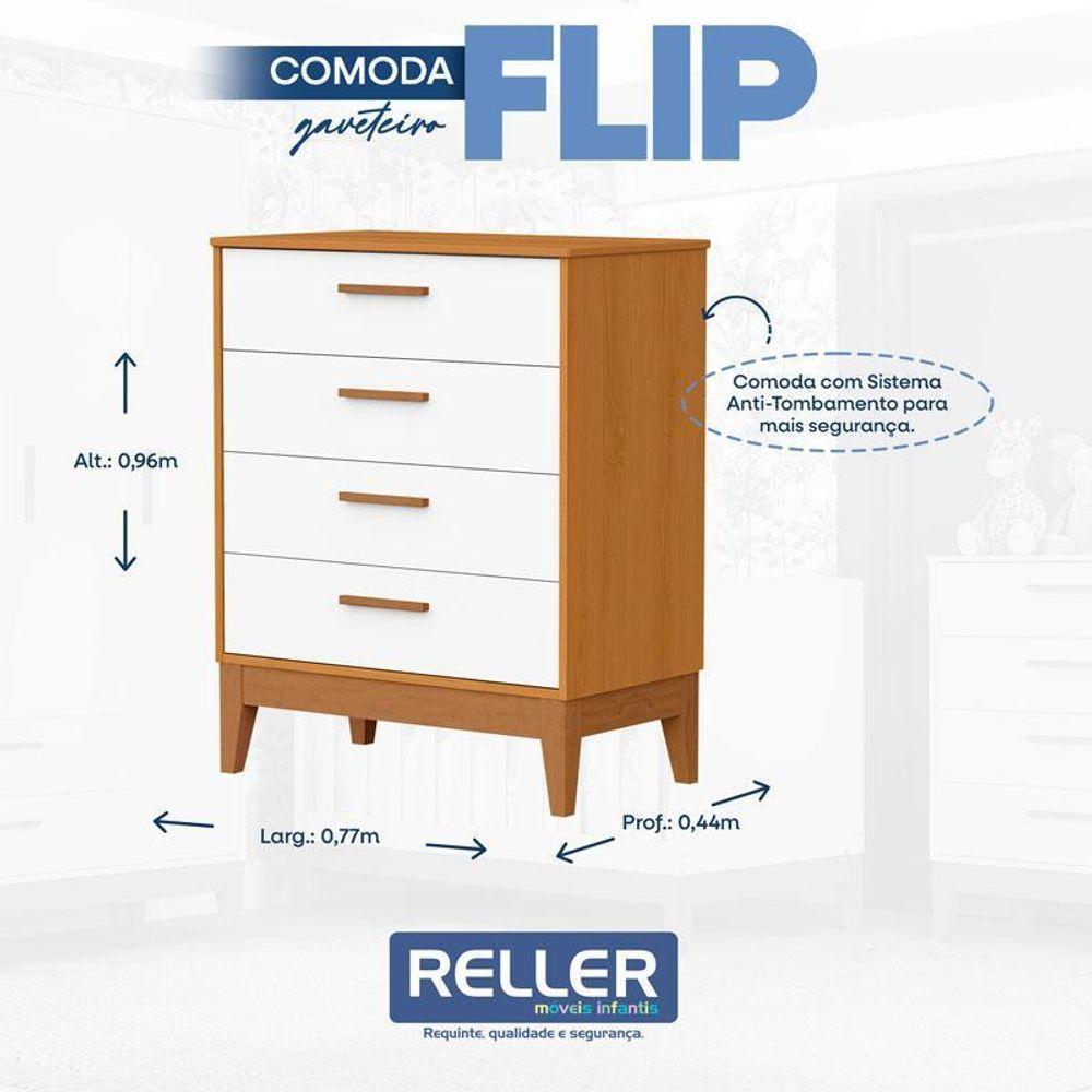 Quarto De Bebê Flip Com Cômoda Gaveteiro Branco Acetinado Savana Com Colchão - Reller - 7