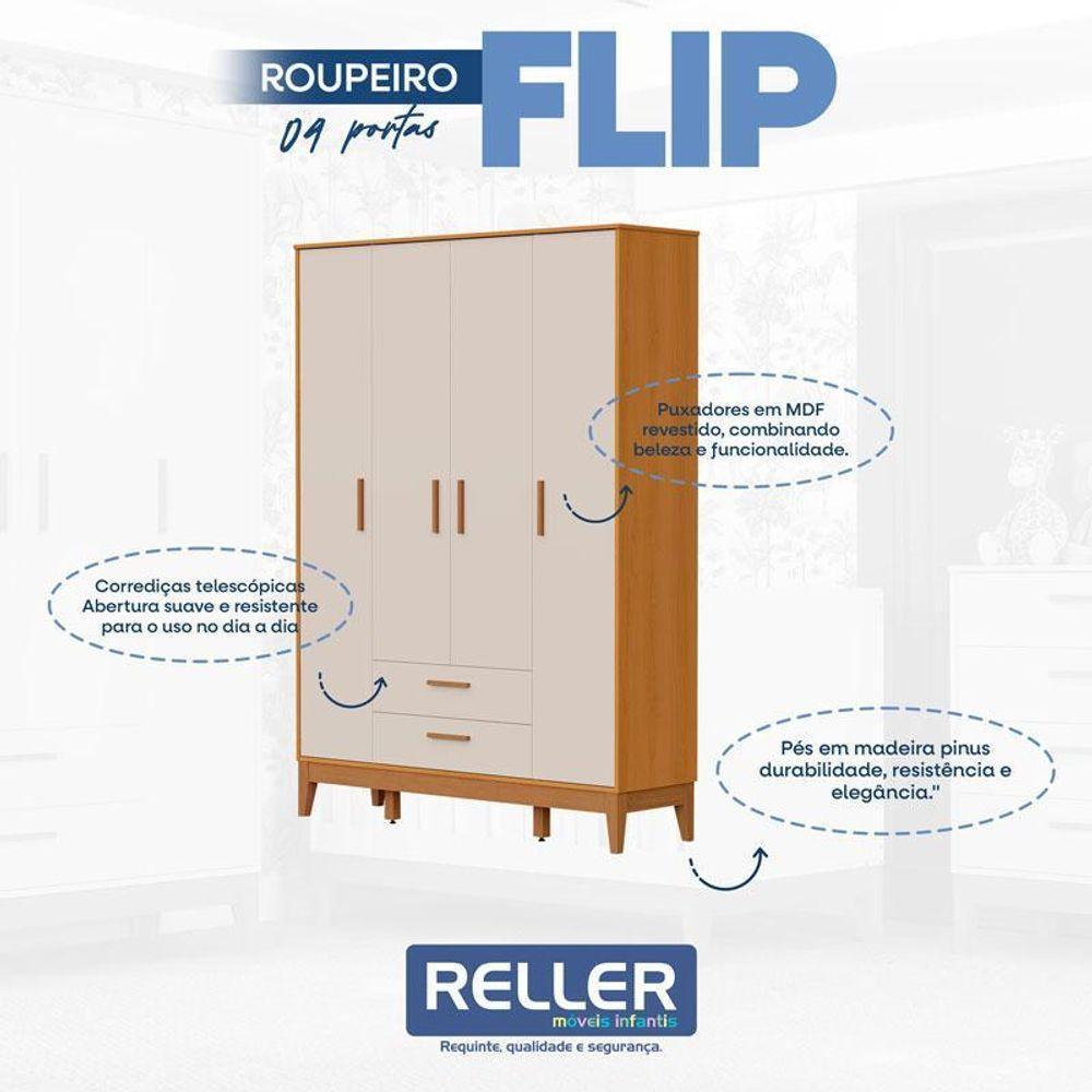 Quarto De Bebê Flip Com Cômoda Sapateira Areia Acetinado Savana Com Colchão Ortobom - Reller - 2