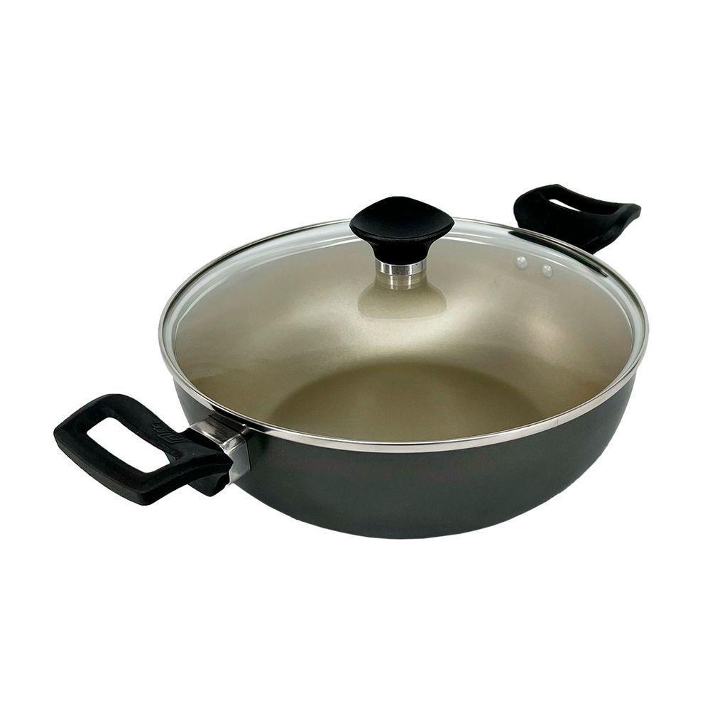 Kit Panela Frigideira E Caçarola Wok Antiaderente - Dourado - 8