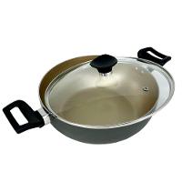 Kit Panela Frigideira E Caçarola Wok Antiaderente - Dourado - 7