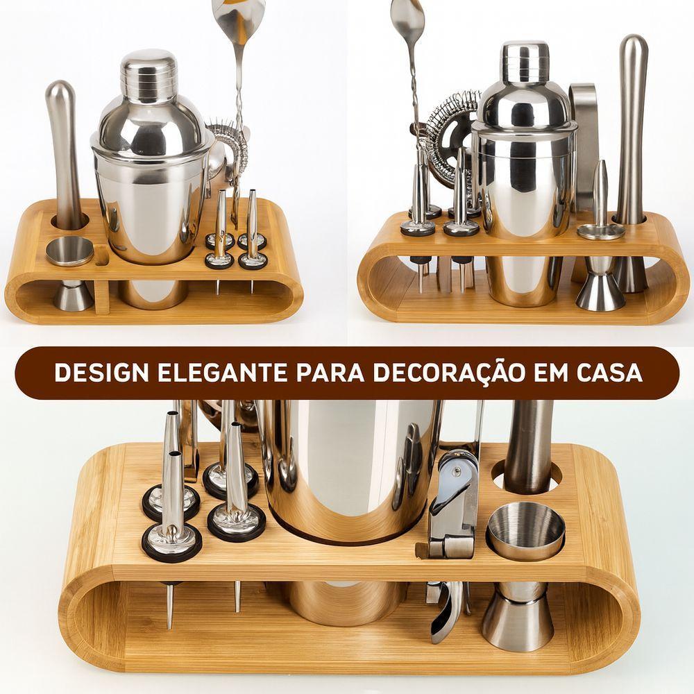 Kit Coqueteleira Profissional Em Aço Inox Com Suporte 12 Peç - 3