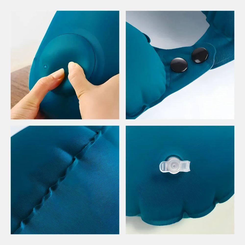 Travesseiro Almofada De Pescoço Inflável E Portátil - Verde - 8