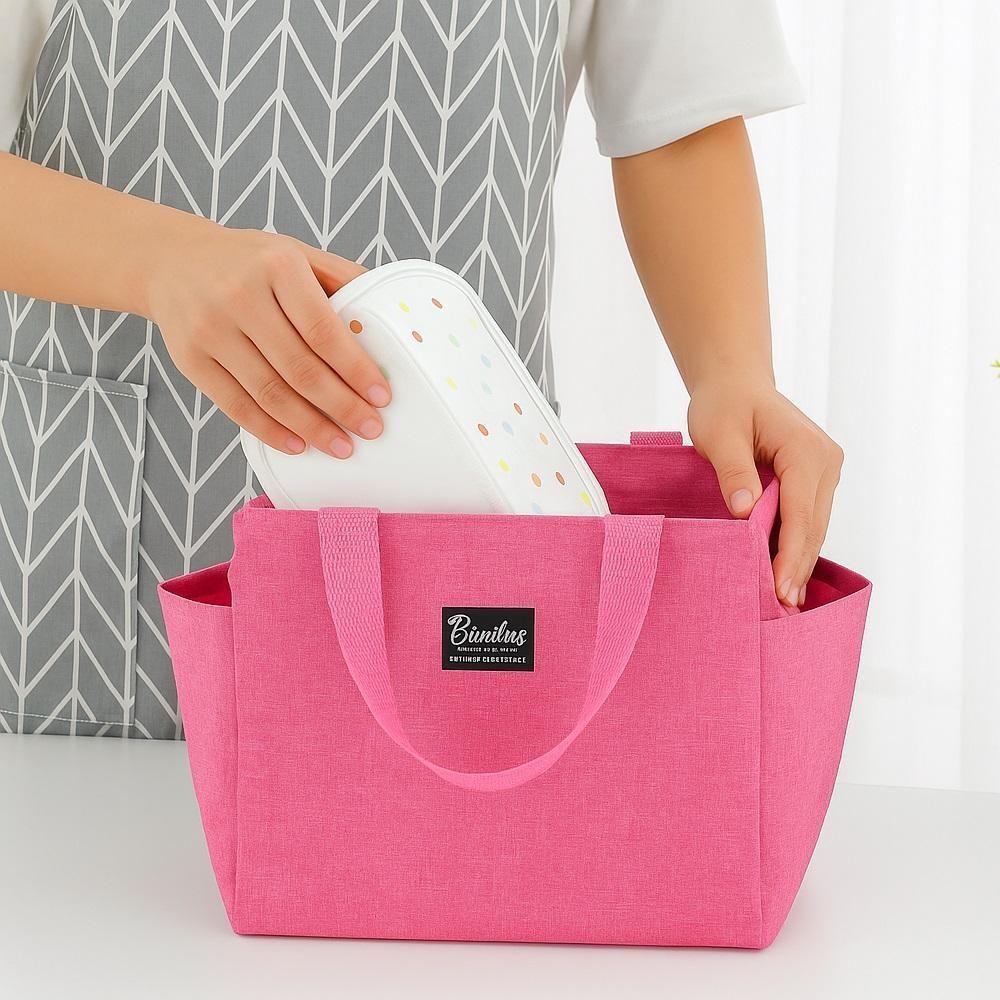 Bolsa Termica Grande Academia Parque Piquinique Marmita Frutas Alca 2 Bolsos Multiuso Luxo Rosa - 2