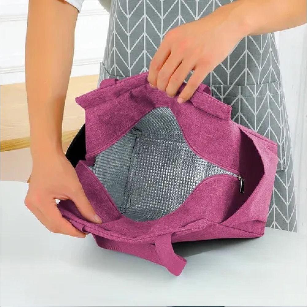 Bolsa Termica Grande Academia Parque Piquinique Marmita Frutas Alca 2 Bolsos Multiuso Luxo Rosa - 3