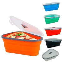 Porta Pizza Expansivel Kit Pote Silicone Tortas Bolo Hermetico 5 Fatias Prato Porta Alimentos Retratil Microondas Freeze - 2