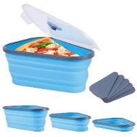 Porta Pizza Expansivel Kit Pote Silicone Tortas Bolo Hermetico 5 Fatias Prato Porta Alimentos Retratil Microondas Freeze - 7