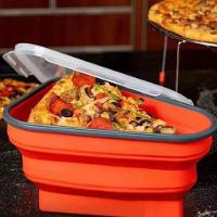 Porta Pizza Expansivel Kit Pote Silicone Tortas Bolo Hermetico 5 Fatias Prato Porta Alimentos Retratil Microondas Freeze - 9