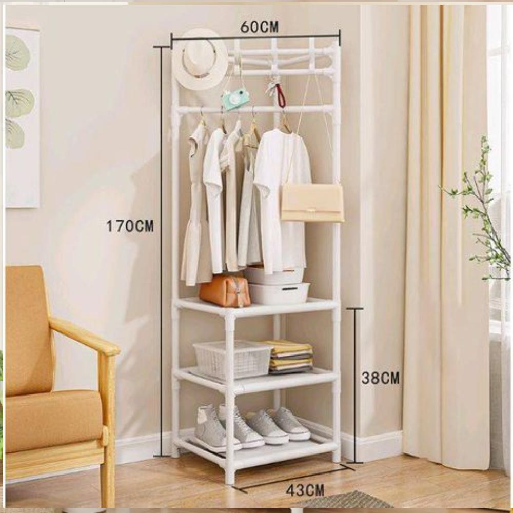Organizador Guarda Roupas Cabideiro Suporte Portatil 3 Prateleiras Sapateira Multiuso Armario Closet Quarto Lavanderia R - 3