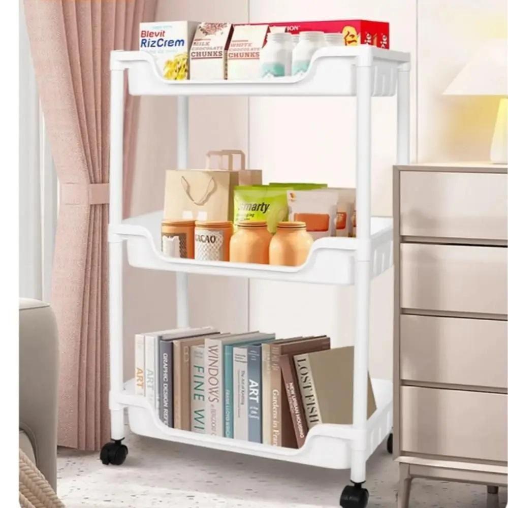 Carrinho Auxiliar Organizador Multiuso Cozinha Fruteira Manicure Brinquedos 3 Cesto Prateleira Lavanderia Quarto Gancho - 2