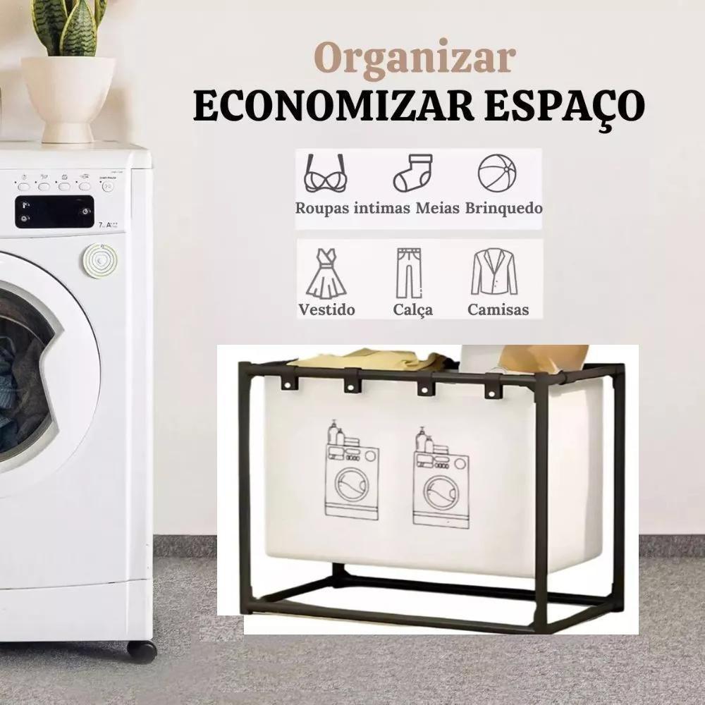 Cesto Roupa Suja Lavanderia Organizador Forro Removivel Dobravel Brinquedos Multiuso Desmontavel Quarto Banheiro - 5