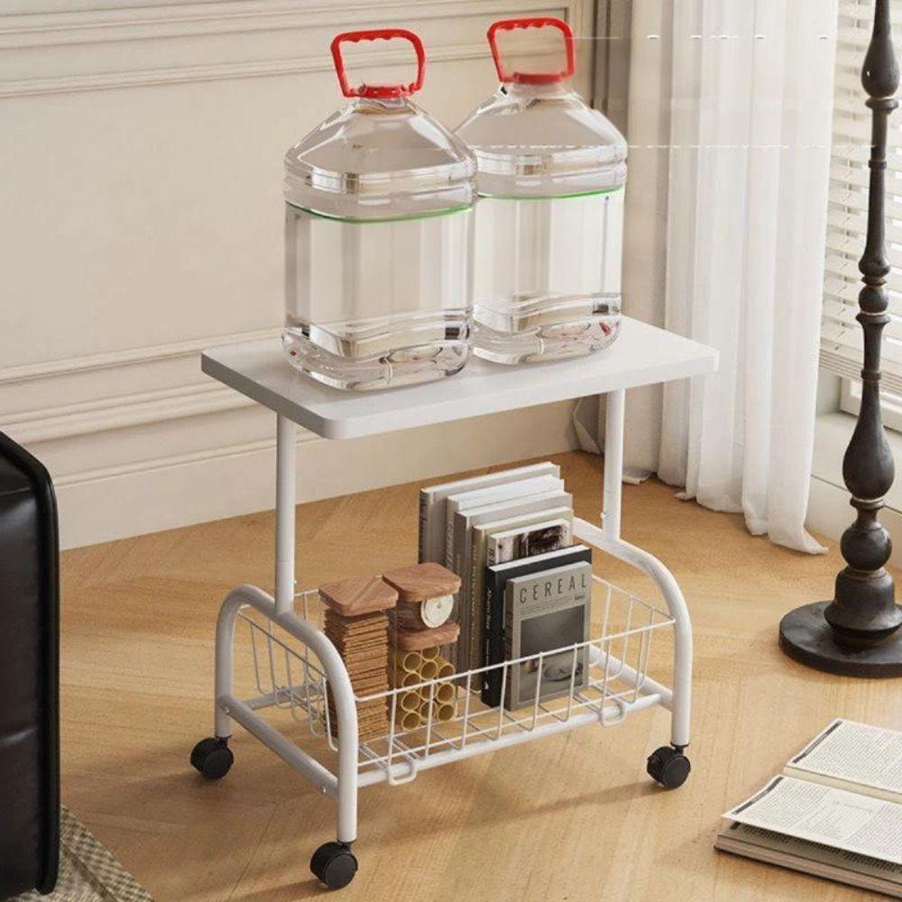 Mesa Lateral Multiuso Carrinho Auxiliar Apoio Organizador Sala Quarto Escritorio Rodinhas Notebook Sofa Cama Branca - 4