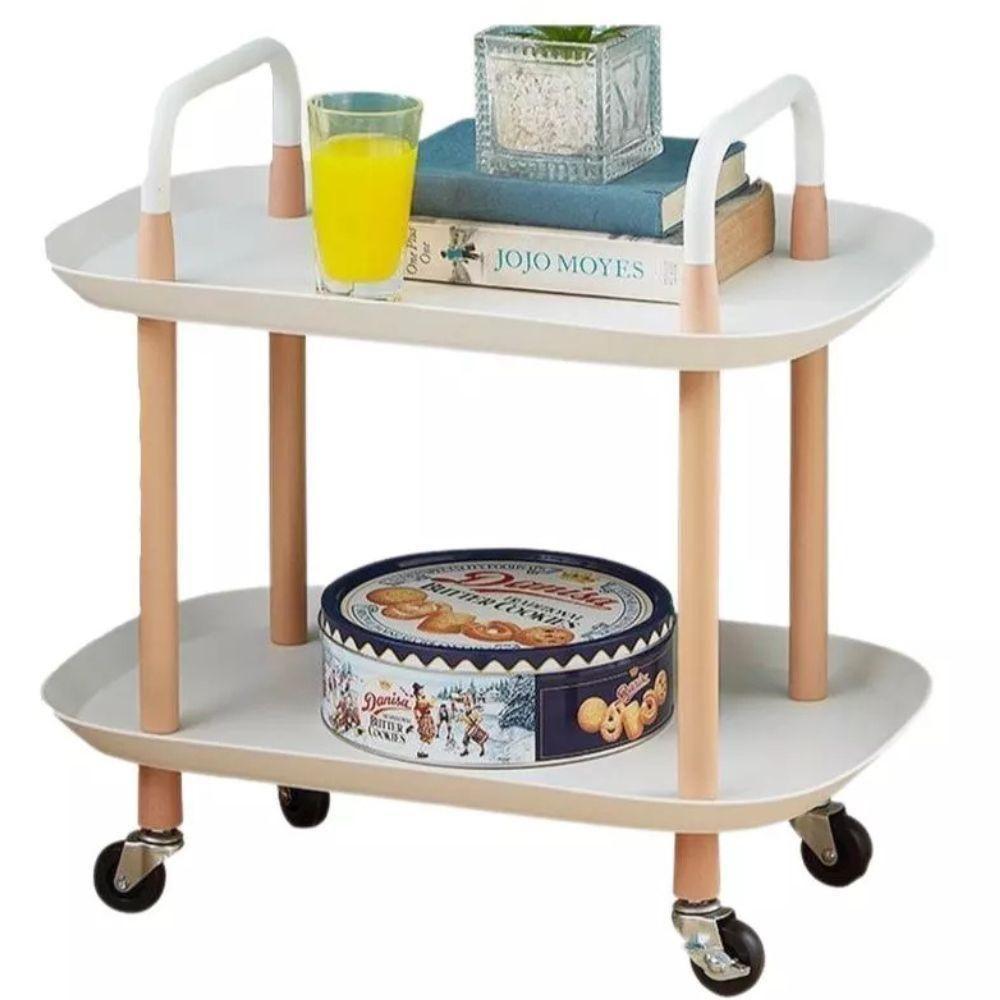 Mesa Auxiliar Lateral Madeira Carrinho Organizador Multiuso 2 Prateleiras Sacada Churrasqueira Sala Escritorio - 1