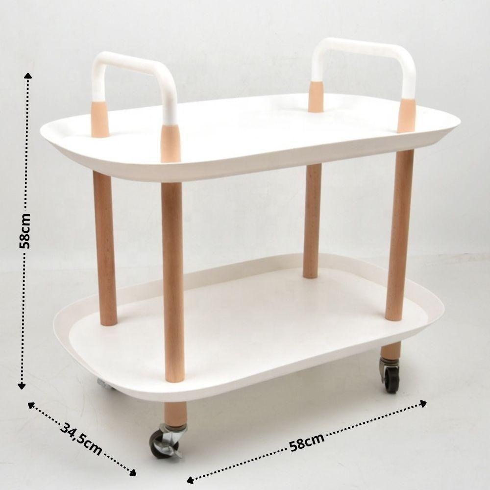 Mesa Auxiliar Lateral Madeira Carrinho Organizador Multiuso 2 Prateleiras Sacada Churrasqueira Sala Escritorio - 7