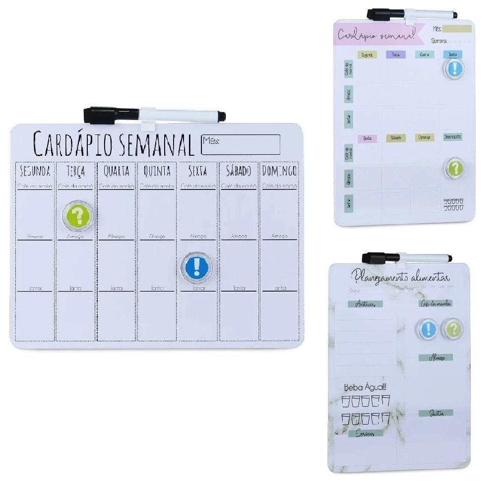 Cardapio Semanal Lousa Planejamento Alimentacao Magnetica Planner Dieta Quadro Anotacoes Refeicao Imas Caneta Apagador - 1