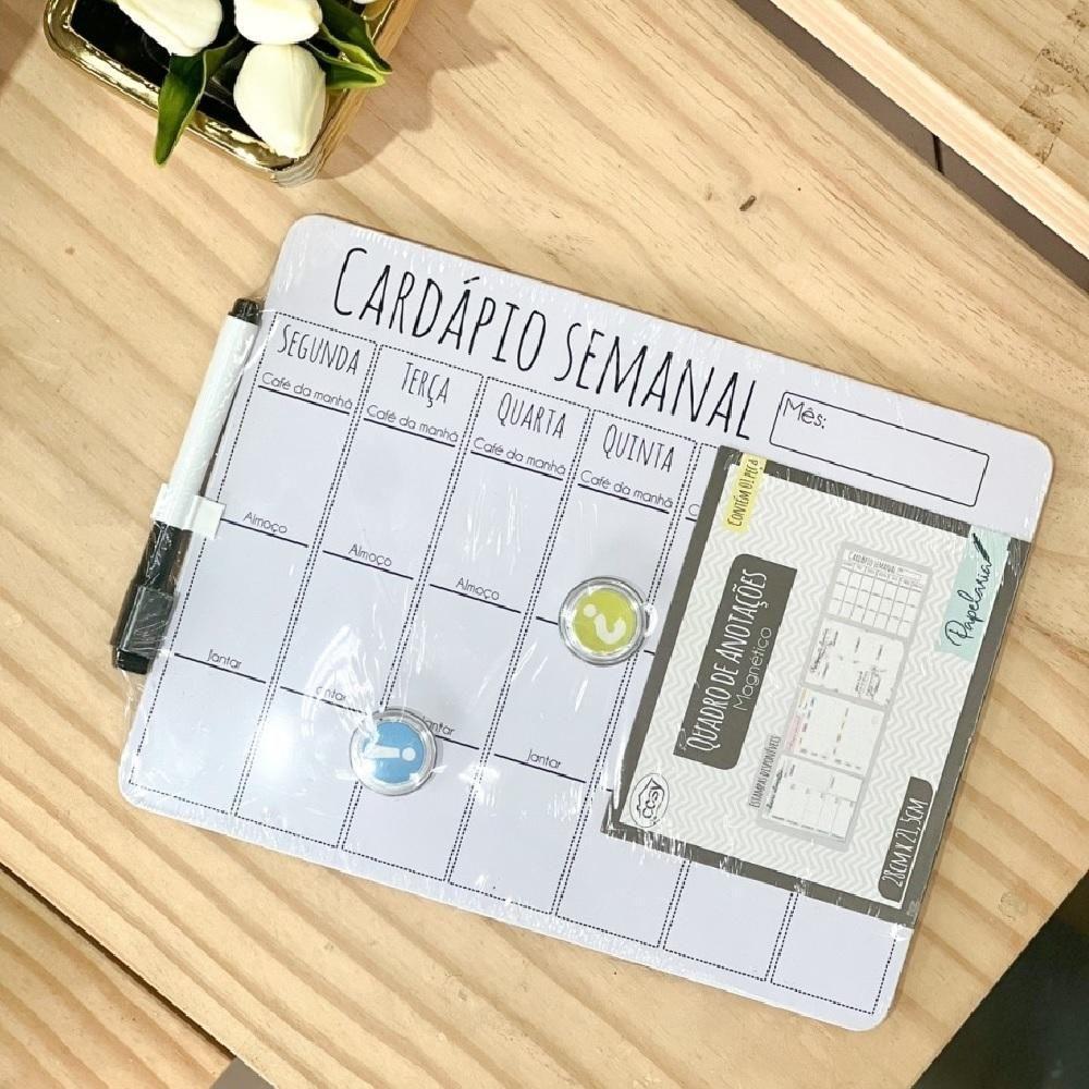 Cardapio Semanal Lousa Planejamento Alimentacao Magnetica Planner Dieta Quadro Anotacoes Refeicao Imas Caneta Apagador - 4