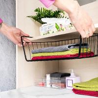 Cesto Organizador Suspenso Aramado Multiuso Gaveta Encaixe Mesa Armario Prateleira Grande Lavanderia Banheiro Porta Obje - 7