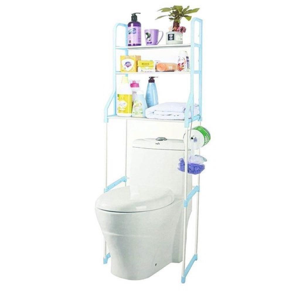 Estante Rack Desmontavel 3 Prateleiras Portatil Para Banheiro Lavanderia Vaso Sanitario Toalhas Acessorios Azul - 1