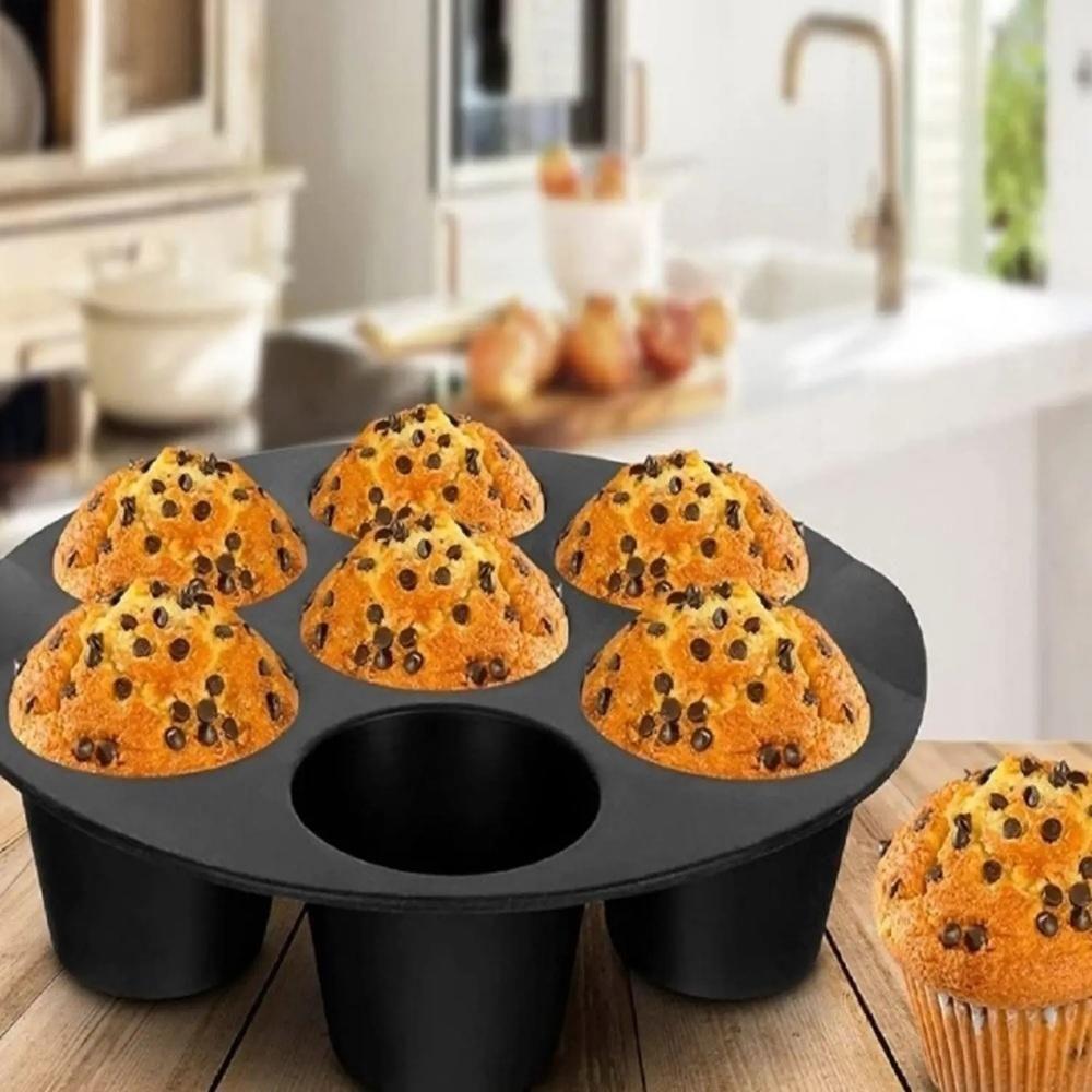 Forma Cupcake Mini Bolo Air Fryer Assadeira 7 Cavidades Cesto Silicone Fritadeira Congelador Forno Muffin Bolinho Sorvet - 6