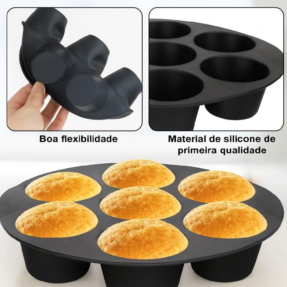 Forma Cupcake Mini Bolo Air Fryer Assadeira 7 Cavidades Cesto Silicone Fritadeira Congelador Forno Muffin Bolinho Sorvet - 8