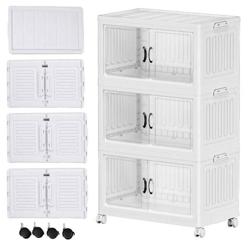 Armario 6 Portas 3 Andares Dobravel Organizador Brinquedos Carrinho Lavanderia Multiuso Caixa Armarzenamento Guarda Roup - 5