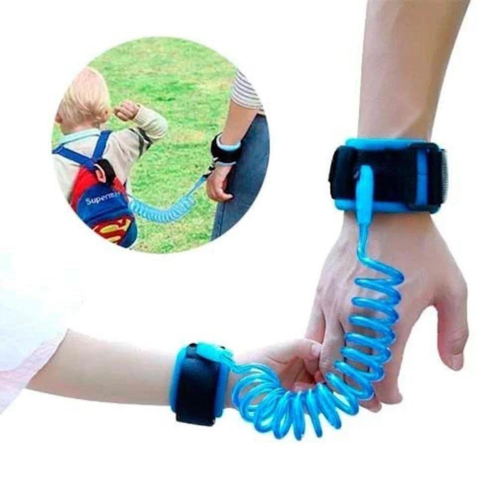 Pulseira Guia Infantil Anti Perda Crianca Controle Seguranca Cordao Para Passeio Mercado Shopping Menino Azul - 5