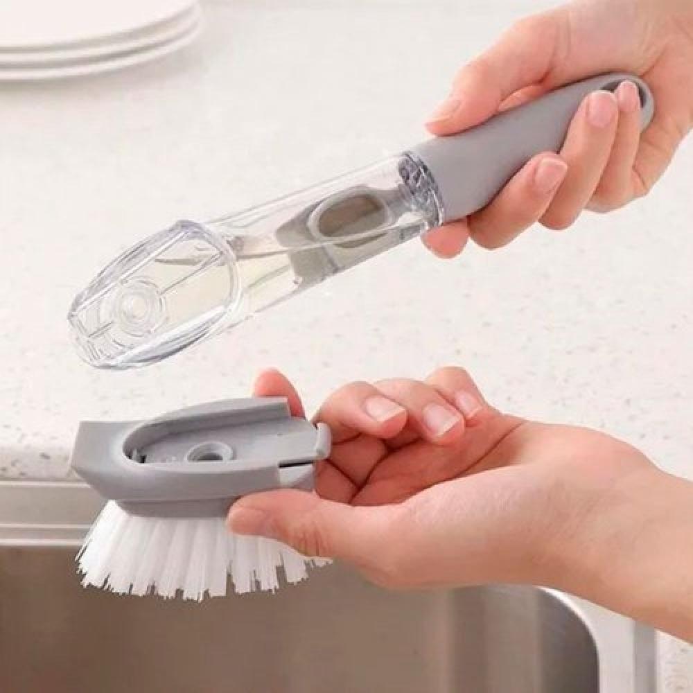 Escova De Limpeza Lava Louca Automatica Dispenser Detergente 4 Em 1 Multifuncional Raspa Esponja Grelha Churrasqueia Ban - 8